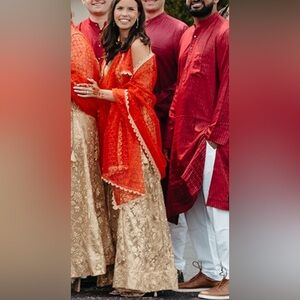 Red and Gold Lehenga Outfit